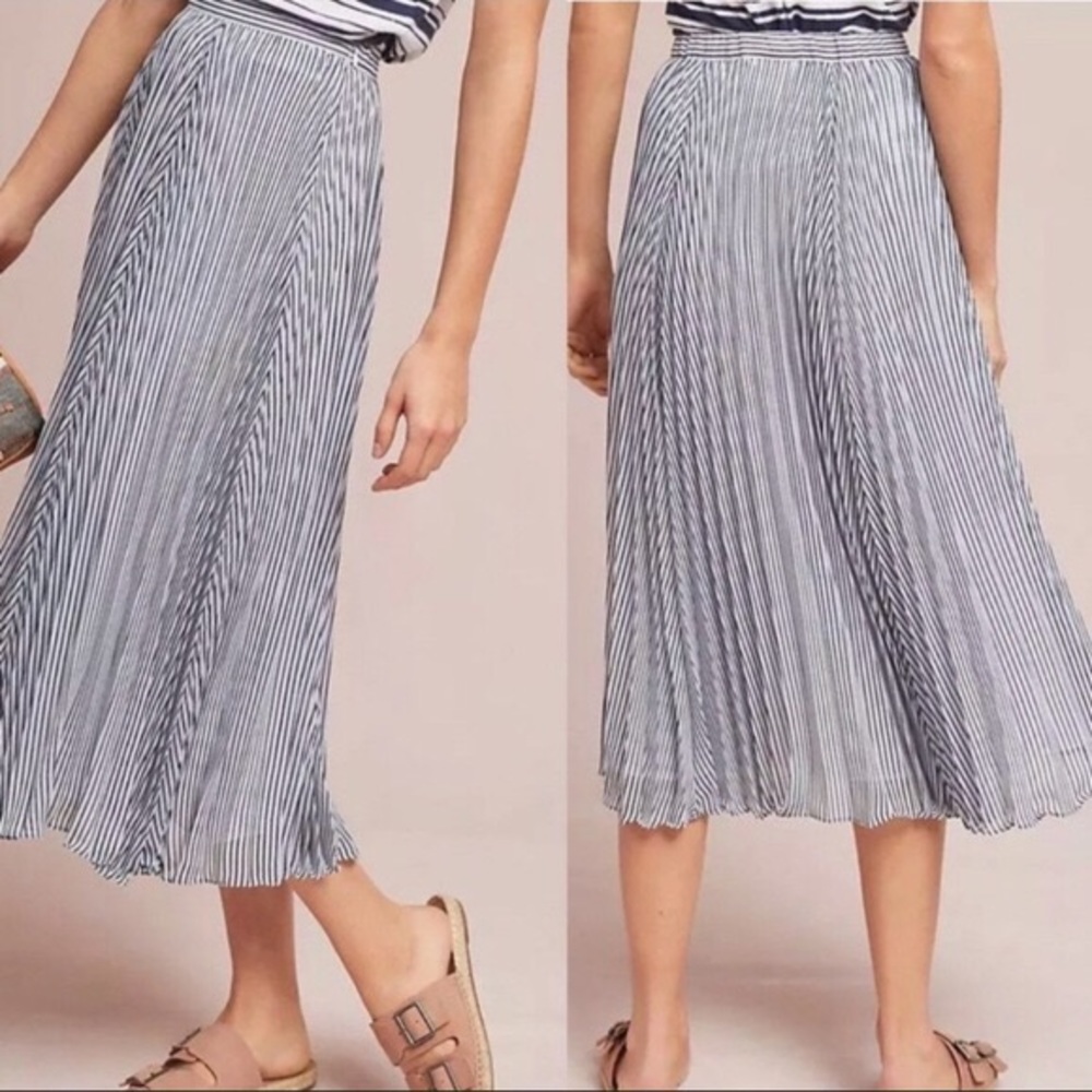 Anthropologie Maeve Stripped Midi Skirt